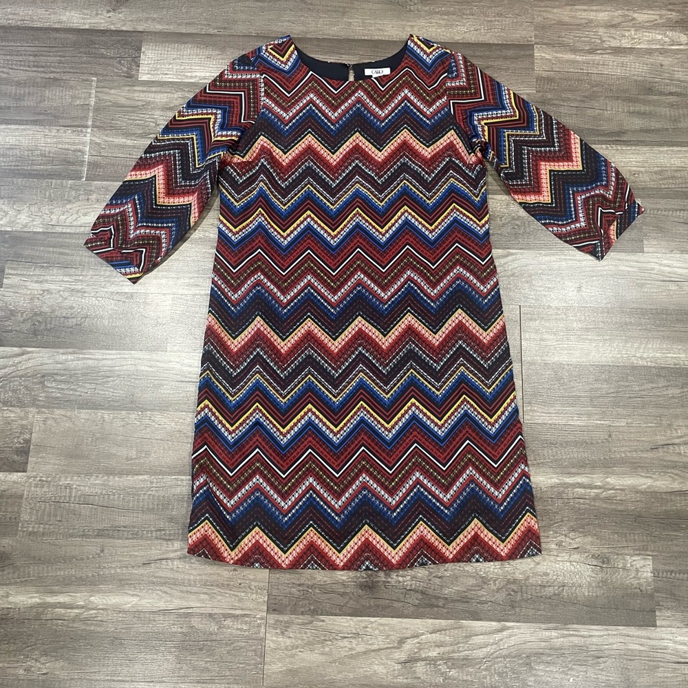 Cato Zigzag Patterned Multicolor Dress